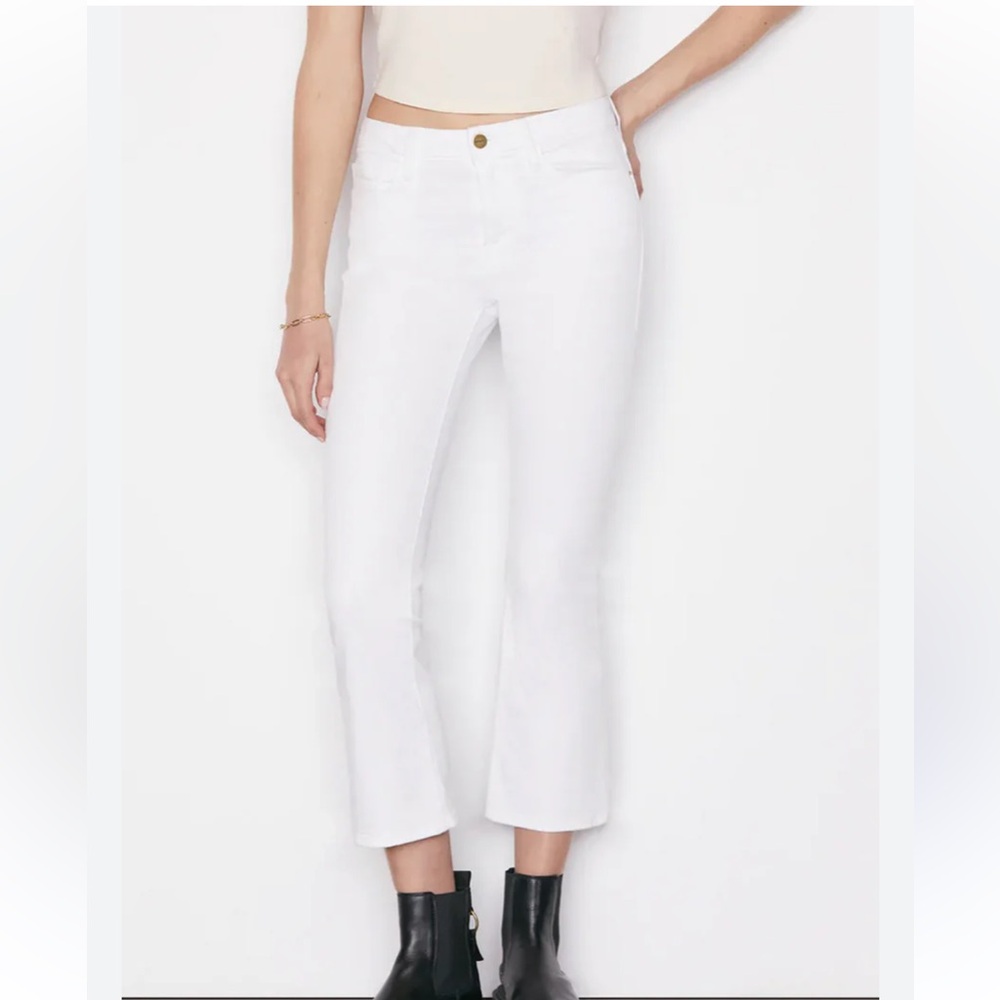 Frame Denim White Le Crop Mini Boot Pants